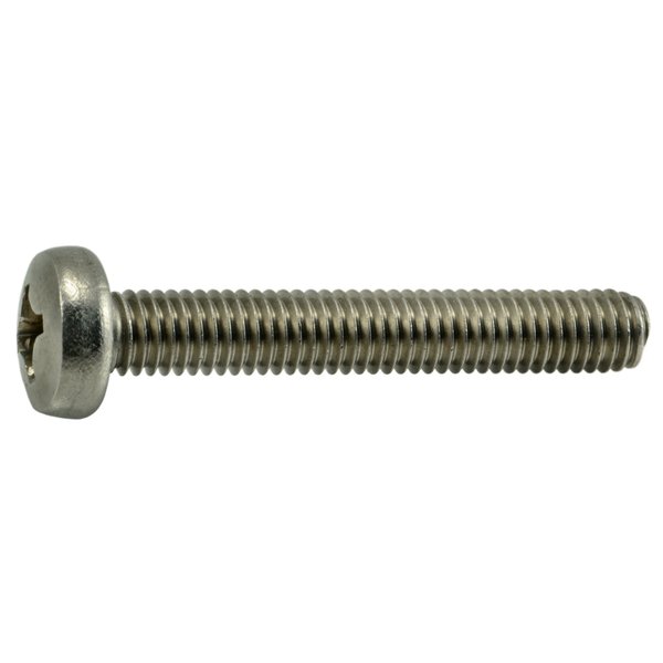 Midwest Fastener M6-1.00 x 40 mm Phillips Pan Machine Screw, Plain A2 Stainless Steel, 10 PK 38167